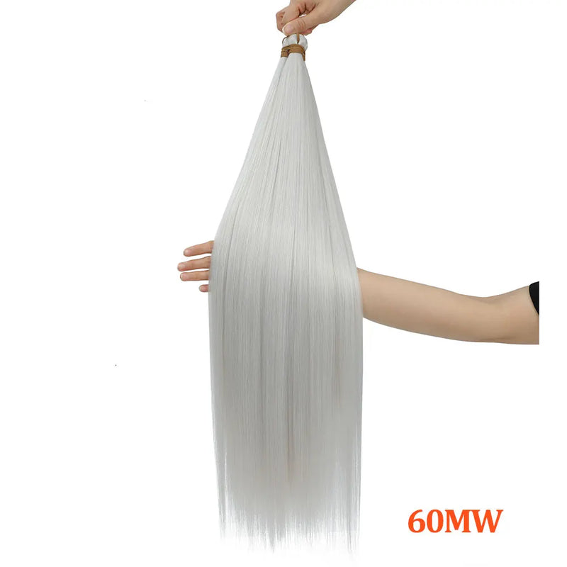 Gladys 28 Inch Crochet Braids Hair 3PCS 300g Synthetic Orange 60MW Ombre Brown T1B-330-276 Straight Braiding Hair Soft Pony Hair