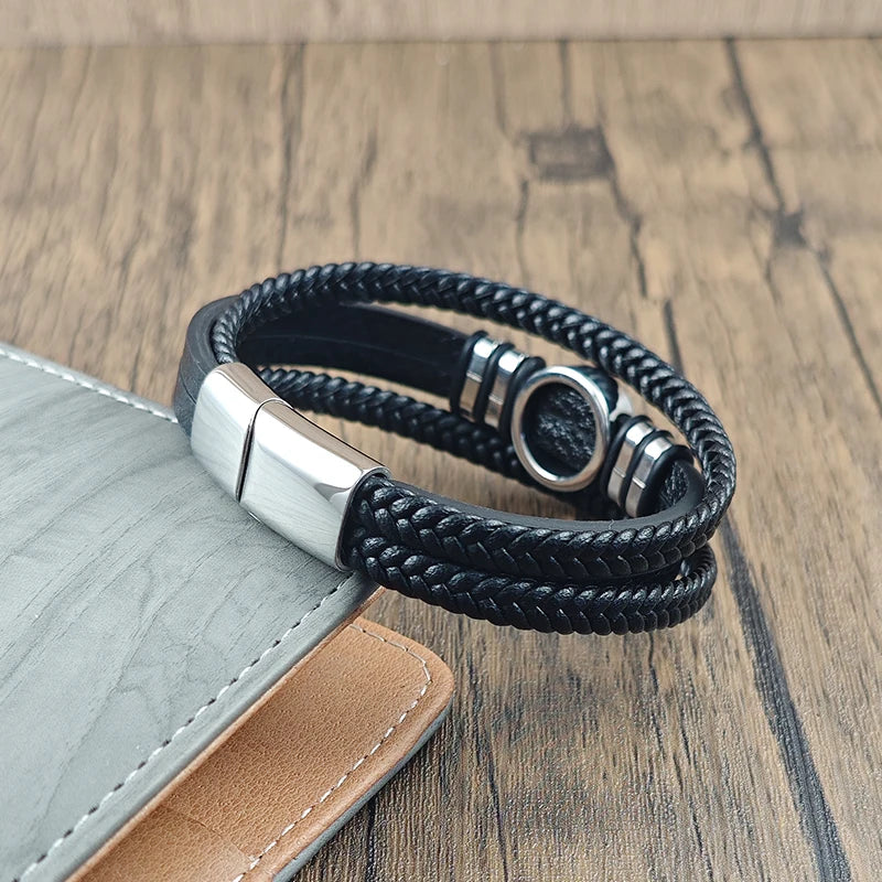 New Design Tree of Life Men's Leather Bracelet Stainless Steel Irregular Accessories Punk Bangles Charm - Visuel 3 | SAMAG