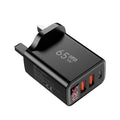 3 Ports 65W USB Charger Fast Charging Mobile Phone Power Adapter EU/US/UK Plug QC3.0 Type C Charger For iPhone Samsung Xiaomi