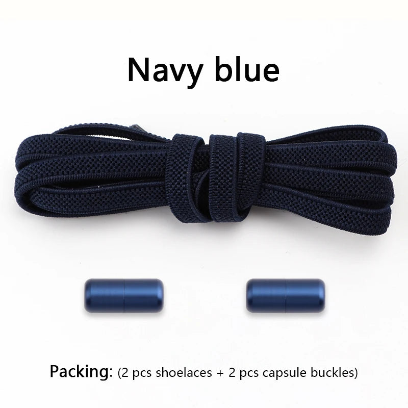 Flat Shoe Laces Without Ties Colored Matte Metal Lock Lazy Shoelaces for Men and Women Casual Shoes Elastic Shoelace 1 Pair