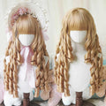 Synthetic Long Curly Wavy Lolita Wig with Bangs Wig Girl Cute Ombre Pink Blonde Black Cosplay Party Halloween Harajuku Wig