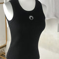 High Street Tank Top Sleeveless Women Moon Embroidery Korean Style Cotton Slim Fit Versatile Bottom Strap Tops