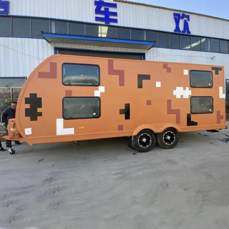 Customized Made in China Towing Caravan Luxury Electric RV Camper Equipped With Induction Cooker and Microwave Oven for Cooking