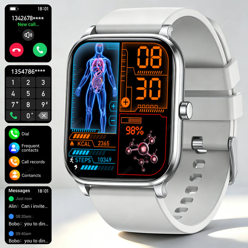 New Men woman Smart Watch 1.83" HD Screen Health Monitor wireless Call Sports Fitness tracking SmartWatches IP68 Waterproof