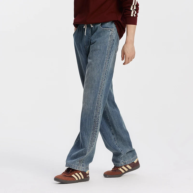 Semir Men Jeans Retro Wide Straight Side Stripe Elastic | SAMAG