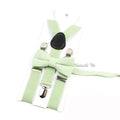Novalty Sage Green Suspender Bowtie Set For Men Women Kids Romatic Wedding Party Elastic Y-back Straps Pants Shirt Accessory