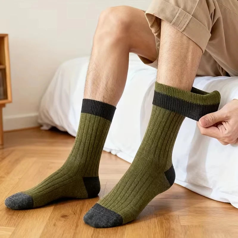3 Pairs Men's Trendy Color Block Crew Socks, Breathable | SAMAG
