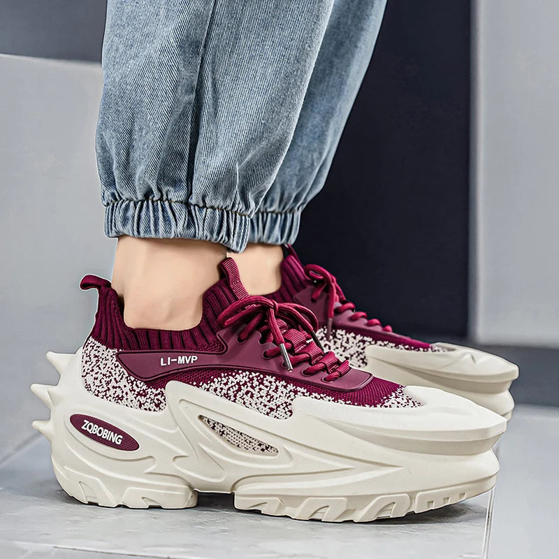 2026 New Model Large Size 39-45 Slip-On Stylish Men's Shoes, Comfortable Color-Blocking Thick-Soled Street Fashion Casual Sneakers