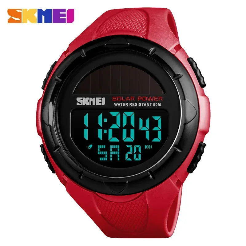 SKMEI 1405 Sport Digital Mens Wristwatches Solar For Power Enviormentally Alarm Male Clock reloj hombre Men Luminous Watches