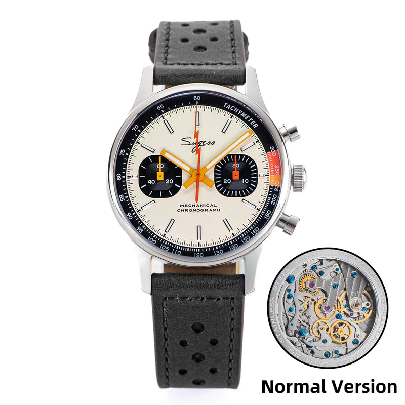 Sugess Pilot Watch with Seagull Movement Swanneck Wristwatch Mechanical Chronograph Sappire Crystal Military Limited Racing 1963