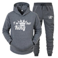 Lover Tracksuit Hoodies Printing QUEEN KING Couple Sweatshirt Plus Size Hooded Clothes Women Two Piece Set - View 7 | SAMAG