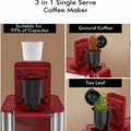 Single Serve Coffee Machine, 3-in-1 Pod Coffee Maker for K-Pod Capsule, Ground Coffee, and Leaf Tea with 6-10 oz Cup Size, 5