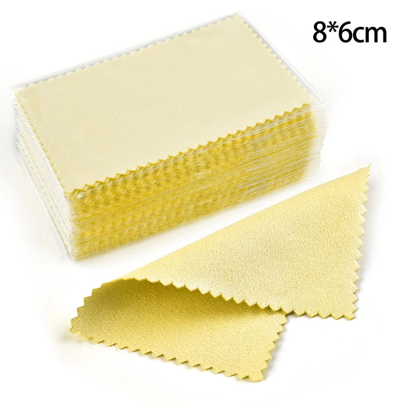 50pcs 10x6.3cm/10x6cm/8x6cm Silver Clean Polishing Cloth Soft Clean Wipe Wiping Cloth For Necklaces Rings Jewelry Clean Tools