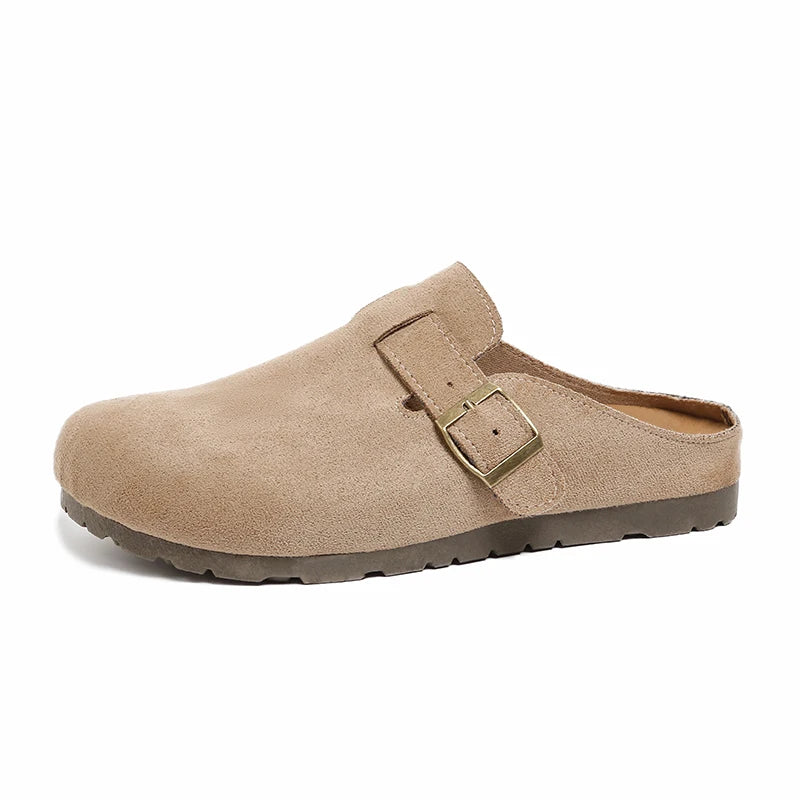 Women's Retro Slippers, Women's One-Heel Sandals, Buttoned Loafers in Korean Style, Mule Shoes, Fashionable Outdoor Slippers