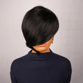 Human Hair Short Pixie Cut Wig Layered Pixie Cut Wig Pixie Cut With Long Side Bangs Full Machine Made Cap For Black Women