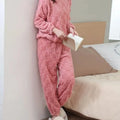 Women's Pajamas Set Winter Sleepwear O-neck Loose Long Sleeve Top Elastic Waist Leg Pant Sets Trousers Plus Size Matching Sets