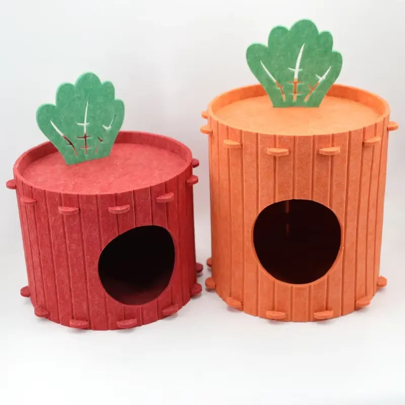 for Felt Carrot Cat Bed Semi-enclosed Cute Two-layer Pet Bed Suitable for All Seasons