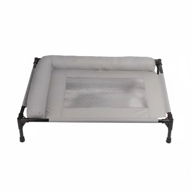 Elevated Dog Bed with Pillow Border Firm Support Elevated Dog Bed L-Shaped Pet Lounger All Seasons Use Cooling Mesh Pet Cot