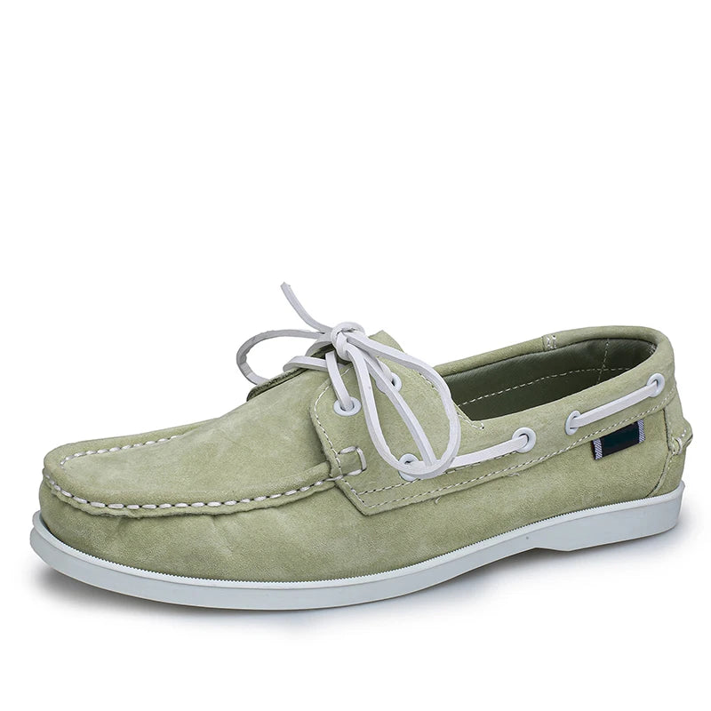 New Men's Casual Shoes Fashion Leather Docksides Boat Shoes British Style Lace Up Men Loafers Men Breathable Handmade Moccasins