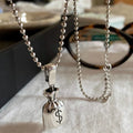 VENTFILLE 925 Sterling Silver Bead Geometry Necklace for Women Girl Korean Design Versatile Choker - Visuel 16 | SAMAG