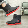 Men's New Short Rain Boots with Elastic Cuff Waterproof Non-Slip Soft Sole Work Rubber Shoes