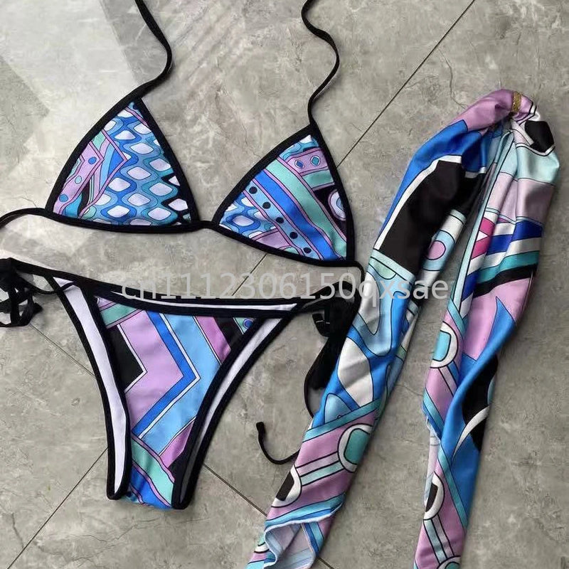 Women's Scarf Swimsuits with Letter Signature Logo Lady | SAMAG