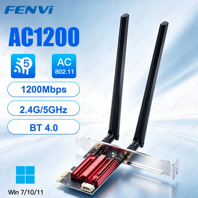 FENVI AC1200M WiFi 5 PCIE Adapter BT4.0 Wireless Network Card Dual Band 2.4G/5GHz 802.11AC For Desktop Laptop PC | SAMAG