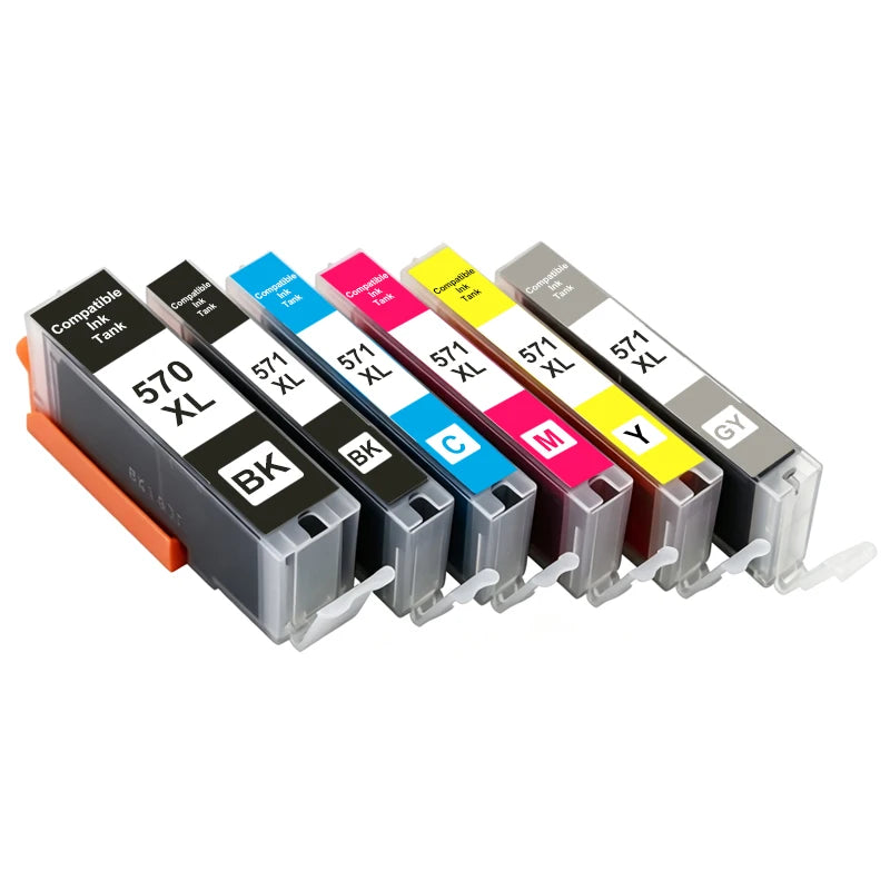 1SET 570 571 PGI-570 CLI-571 Ink Cartridge Compatible For Canon PIXMA MG5750  MG5751 MG5752 MG6850 TS6050  TS5050 TS5051 Printer