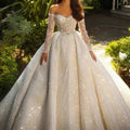 Customized Luxury Glistening A Line Wedding Dress Tulle - View 3 | SAMAG