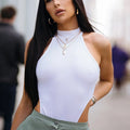 Solid Color Bodysuit Neck-mounted Lingerie Sexy Tops For Women Streetwear Sleeveless Body Feminino Slim Fit One-pieces Bustier