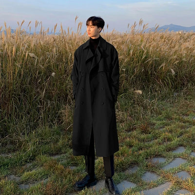 Trench coat Spring Korean Men's Fashion Overcoat Male | SAMAG