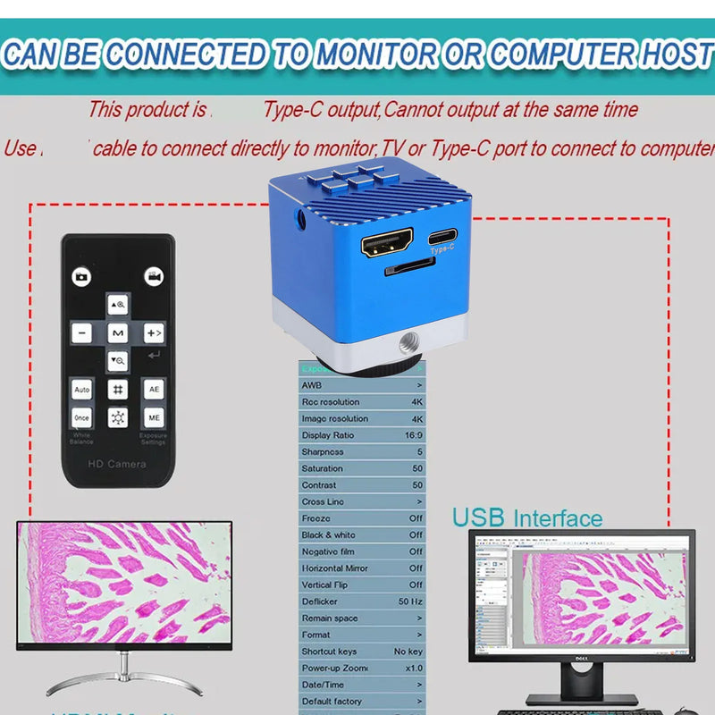 Industrial Camera Microscope Digital Camera 8.3MP 4K HD 1/1.8 Sensor Compact 3840X2160 Resolution Easy To Use for Observations
