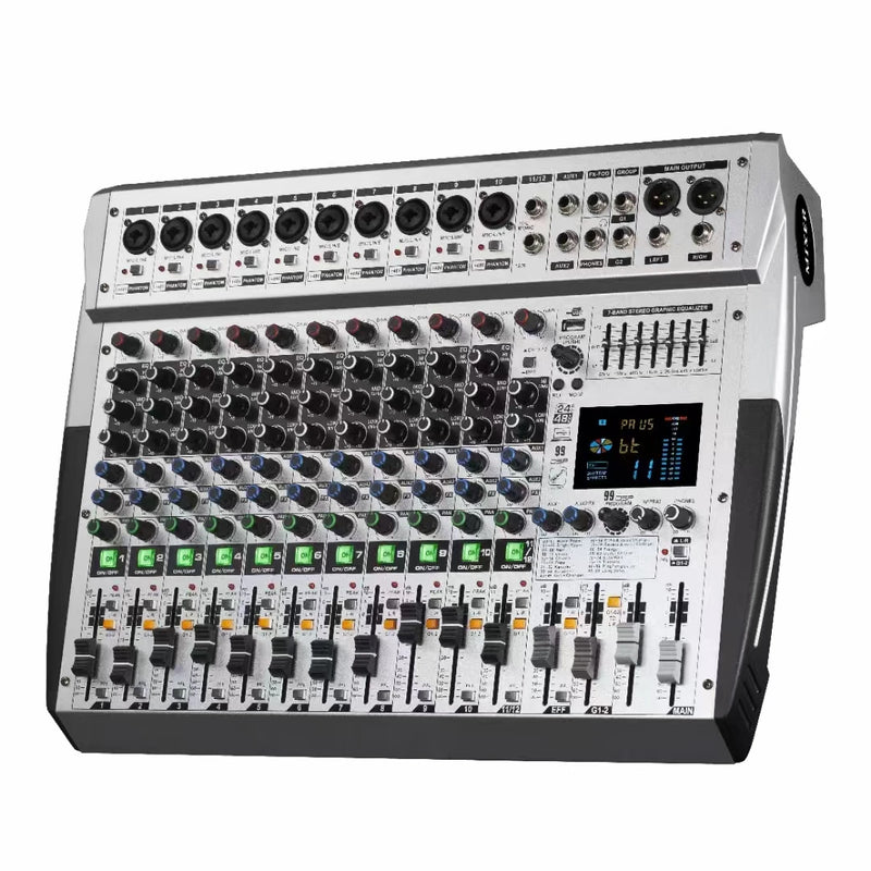 Professional 8/12/16-channel DJ audio mixer 7EQ 99DSP +48V stage meeting Bluetooth USB flash drive MP3 effect Sound mixer