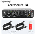 Audio Interface Depusheng MD22 USB 3.0 Sound Card with Monitoring Electric Guitar Live Recording For Studio Singing Micro