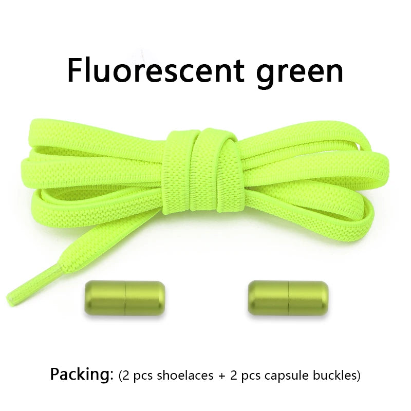 Flat Shoe Laces Without Ties Colored Matte Metal Lock Lazy Shoelaces for Men and Women Casual Shoes Elastic Shoelace 1 Pair