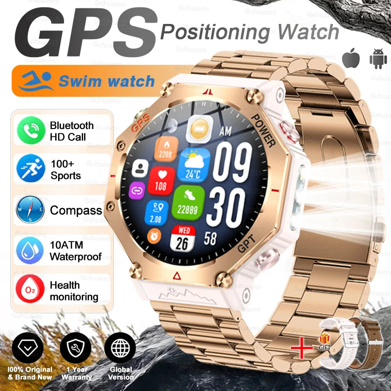 T-Rex 3 Ultra Military Grade GPS Smart Watch 10ATM Waterproof Compass Altimeter Barometric AMOLED Men HD Call Sports Smartwatch