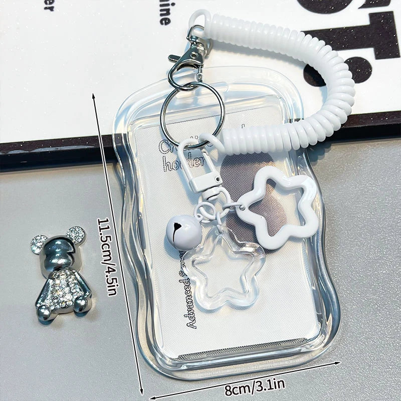 Cute  Photocard Keychain Case - Clear PVC Card Holder with Key Ring for Backpack, Protective Display Sleeve for Idol Photo, Gift for Fans Collectors