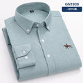 S~6XL Cotton Oxford Shirt For Men's Long Sleeve Plaid | SAMAG