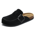 Comwarm Genuine Suede Clogs for Women Cork Footbed Leather Mules Slip On with Comfort Memory Foam and Adjustable Buckle