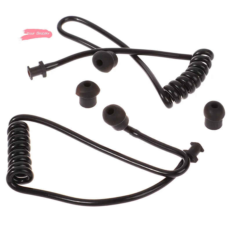 Y-2Pcs For Radio Earpiece Headset Walkie Talkie Earphone Coil Spring Air Tube Coil Acoustic Air Tube Earplug Replacement