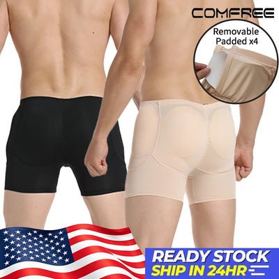 Men 4 Removable Padded Boxer Sexy Shapewear Hip Enhancer | SAMAG