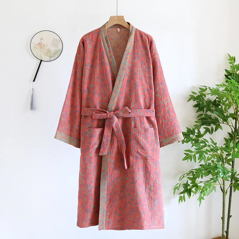 Pure Cotton Robe Women's Pajamas 3/4 Sleeve Spring Autumn | SAMAG