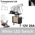 Auto Car Boat Truck Illuminated Led Toggle Switch ON OFF With Safety Aircraft Flip Up Cover Guard 12V20A Transparent