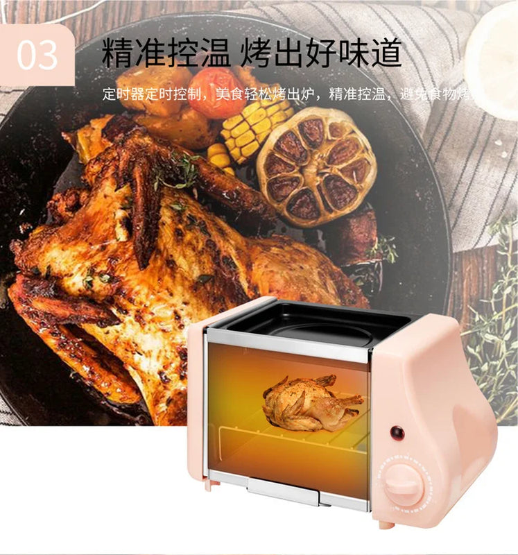 Multifunction Mini Electric Baking Bakery Roast Oven Grill Fried Eggs Omelette Frying Pan Breakfast Machine Bread Maker Toaster