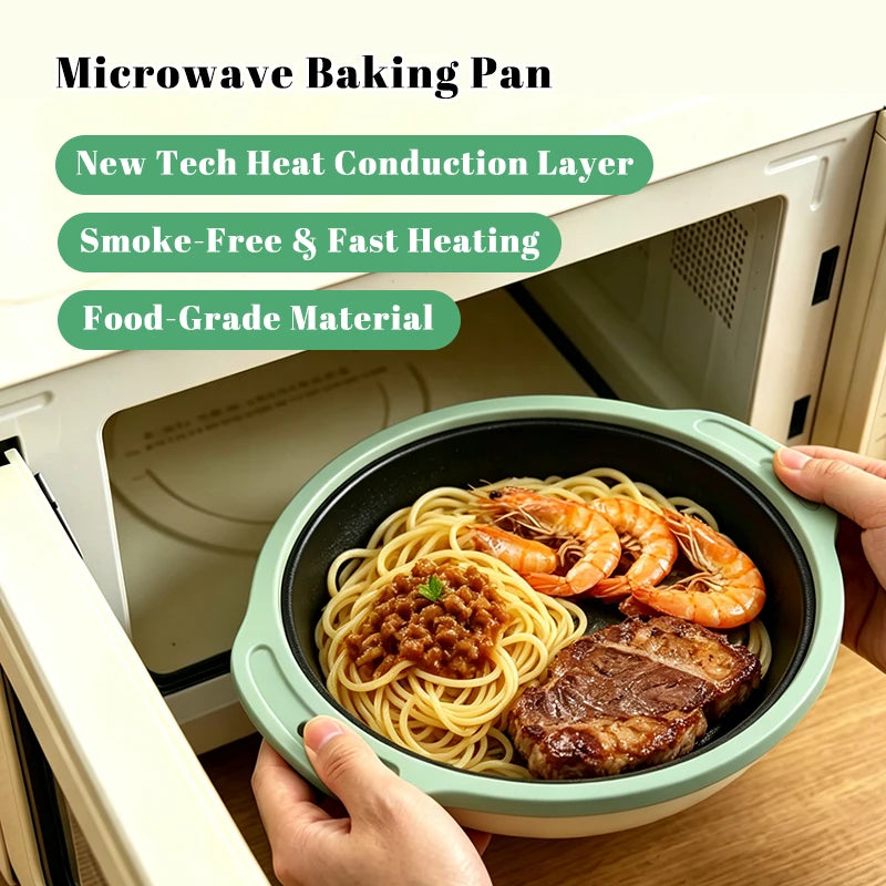 Microwave Grill Pan Microwave Griller, Griddle & Crisper Pan with Lid for Grilling, Browning, and Crisping Foods