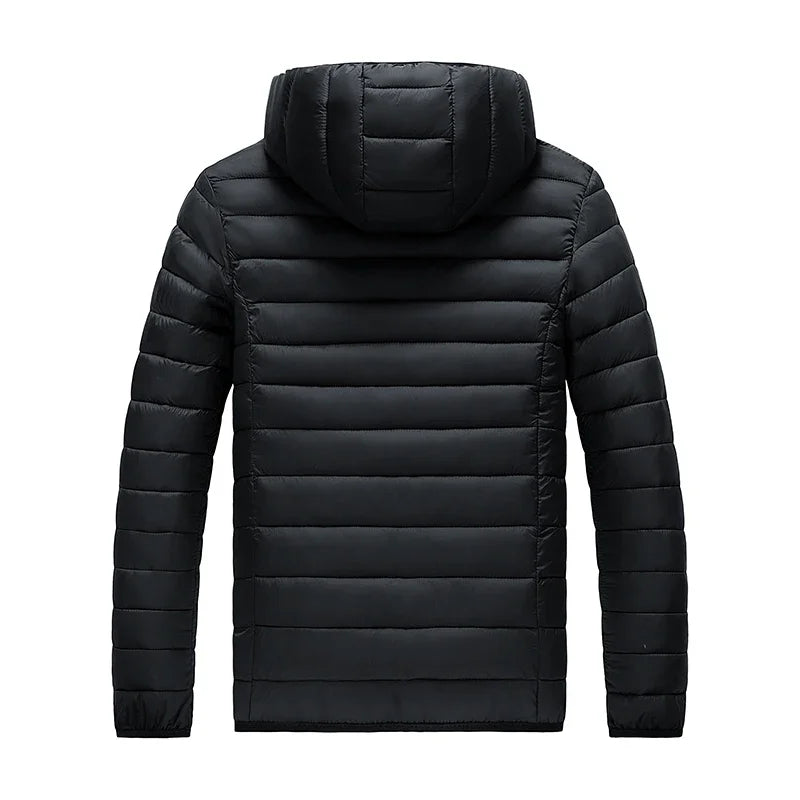 2026 New Men's Lightweight Padded Jacket Hooded Zip-up Parka Male Cotton Down Warm Demi-season Autumn Spring Warm Big Size Coat