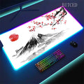 RGB Sakura Scenery  Mousepad Japan Cherry Blossom Gaming Non-slip Table Pad Glowing Keyboard Mouse Pad Laptop Mat With Backlight