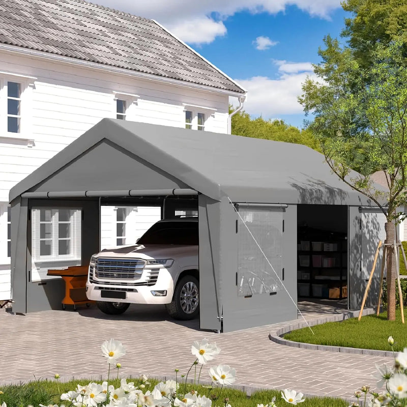 13x20 Ft Heavy Duty Carport with Roll-up Windows，Portable | SAMAG