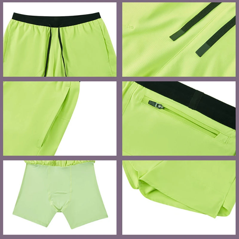 4XL Men Running Double-Layer Shorts Gym Sports 2 In 1 Quick Dry Workout Training  Fitness Jogging Short Pants Bodybuilding