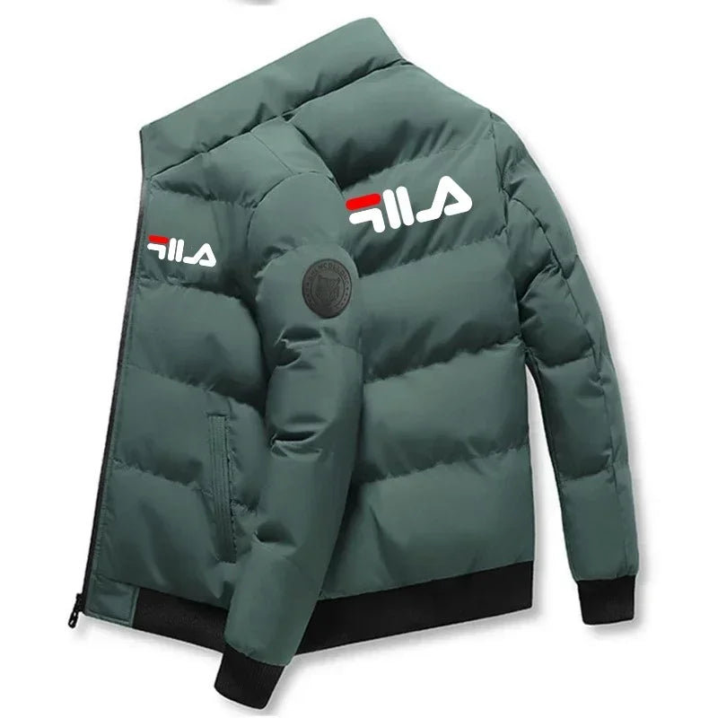 2026 Autumn Winter Men's Thick Warm Jacket Fashion Printed Windproof Coat Casual Zip Up Outerwear Male Parkas M-5XL